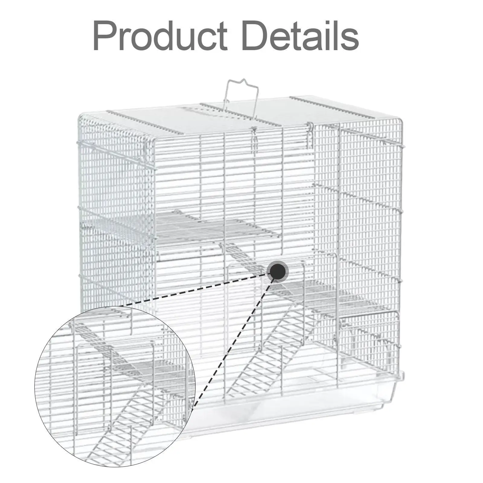 Bird Cage with Removable Bottom Tray Pet Supplies Decor with Handle Parrot Cage