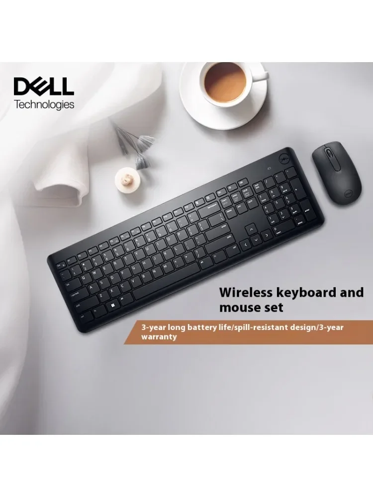 Dell KM3322W Wireless Keyboard and Mouse Set Keyboard and Mouse Office Laptop Peripheral USB External Black