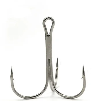 100Pcs 2# 4# 6# 8# 10# Super Strong Fishing Hook High Carbon Steel Treble Overturned Hooks Fishing Tackle Round Bend Treble Bait 3