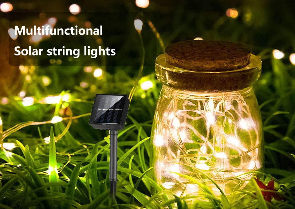 Solar String Fairy LED Lights 200m Christmas Lights Waterproof Outdoor Garland Solar Power Lamp Christmas For Garden Decoration.