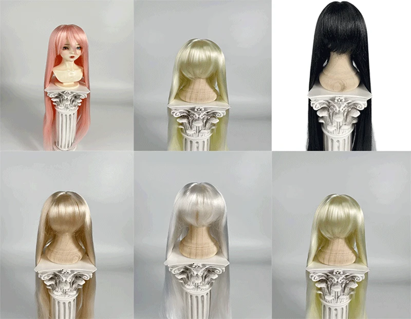 

BJD MSD1/3 1/4 1/6 All-matched Centre Parting Fringe Long Hair Milk Silk Wig