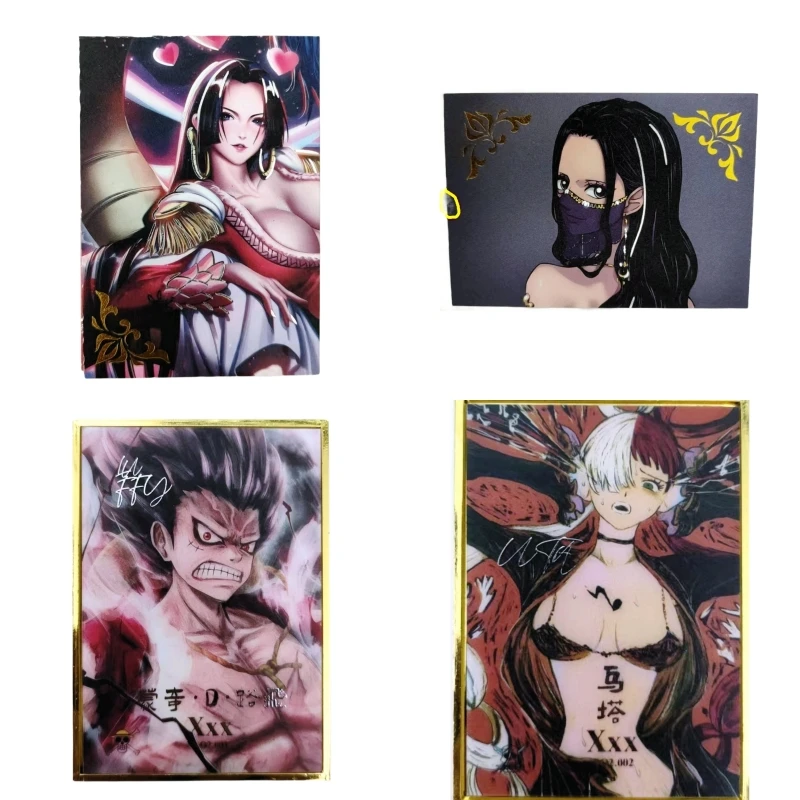 

One Piece Film Red Uta Monkey D. Luffy Game Collection Three Fold Cards Metal Border Christmas Surprised Gift for Friends