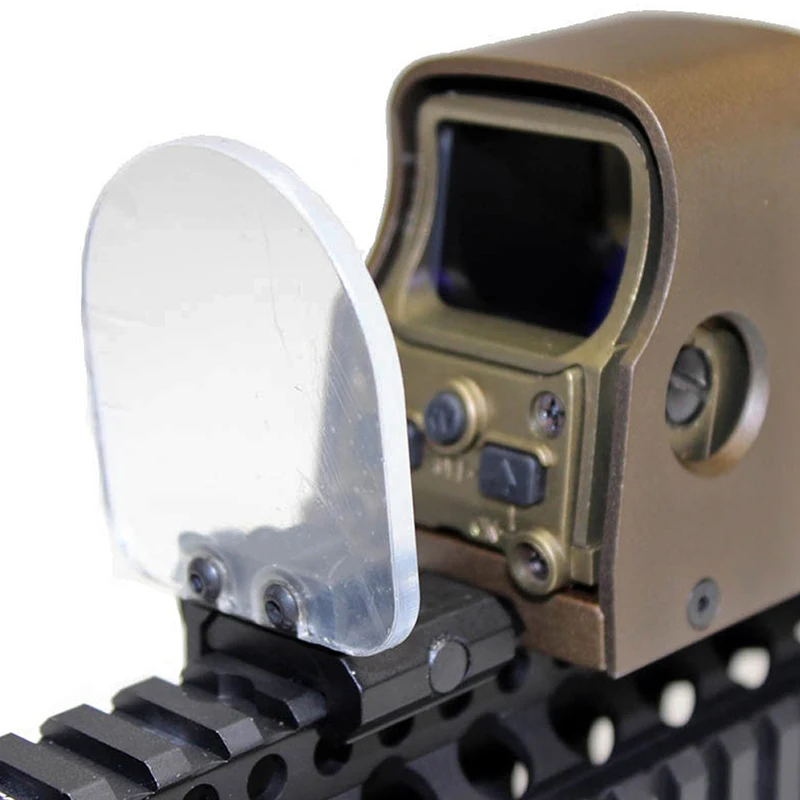 Red Dot Sight Rifle Lens Protector Riflescope Transparent Bulletproof Lens Protector Red Green Dot Sight Lens Cover Foldable Rifle Airsoft Scope Shield Rail Mount