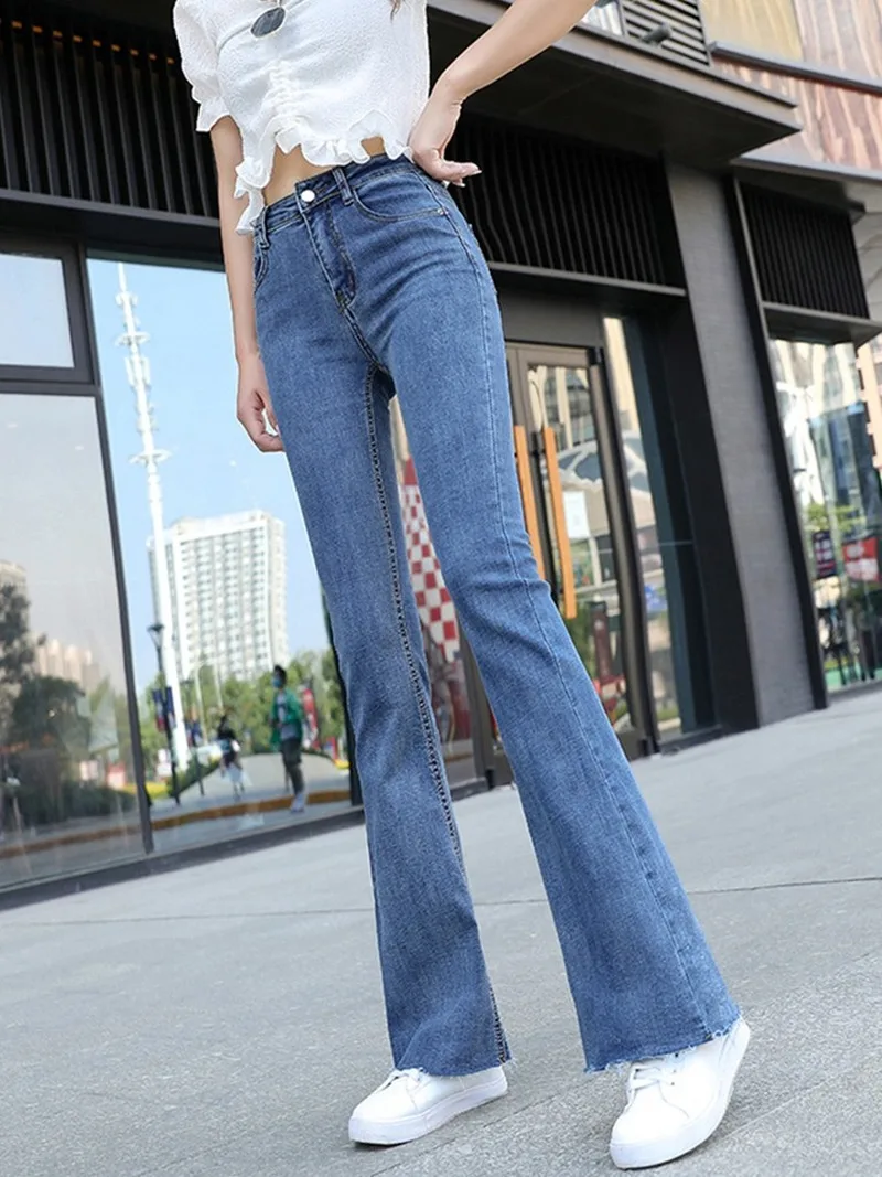 Flared Jeans High Waist Women's Clothing Micro-pants Women's Stretch  New Women's Pants Are Thin Spring and Autumn Trousers