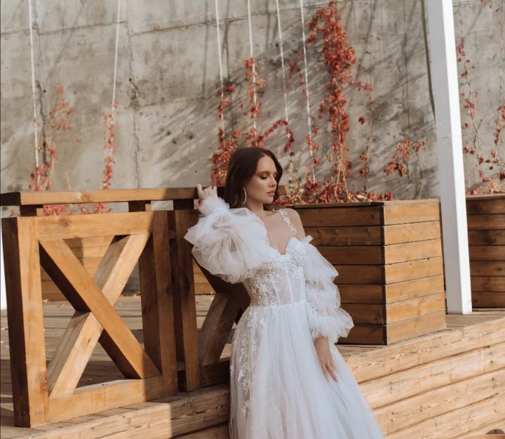 Puffy Tulle Detachable Wedding Sleeves Long Elegant Bride Gloves Wedding Accessories Cover Shoulders Shrugs for Women