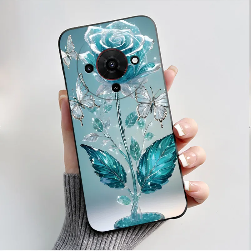 Butterfly Flower Black Soft Silicone Phone Case - Stylish Protective Back Cover