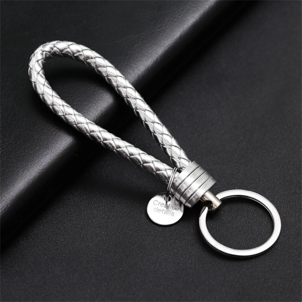 Braided PU Leather Wristlet Keychain Strap - Stylish Accessory