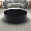 Modern Round Coffee Table for Living Room, Circle Coffee Table Faux Black Pattern Center Table for Apartment, No Need Assembly 5