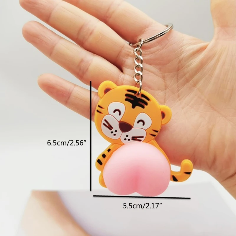 1PC Squeeze Butt Key Ring Fidget Butt Doll Cartoon Mini Keychain Squishy Ball Novelty Gift Interactive Anxiety Toy for Kids