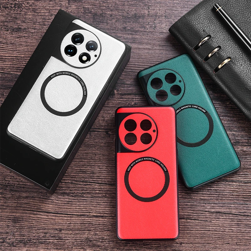 

For Oneplus Ace2 Pro Magsafe PU Leather Wireless Charging Protective Back Cover Case Phone Case White Oneplus Ace 2/1+ Ace Pro