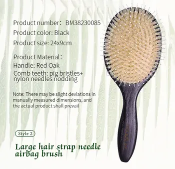 BOOMSLIFE Custom Boar Bristle Mix Nylon Hair Brush Oak Wood Comb for Hair Women Scalp Massage Detangling HairBrush Barber Tools