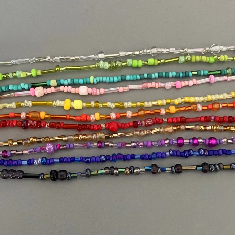 1 pc Irregualr Glasses Beads Choker Necklace for Women Fashion Trendy Popular Short Neck Jewelry Colorful Necklace