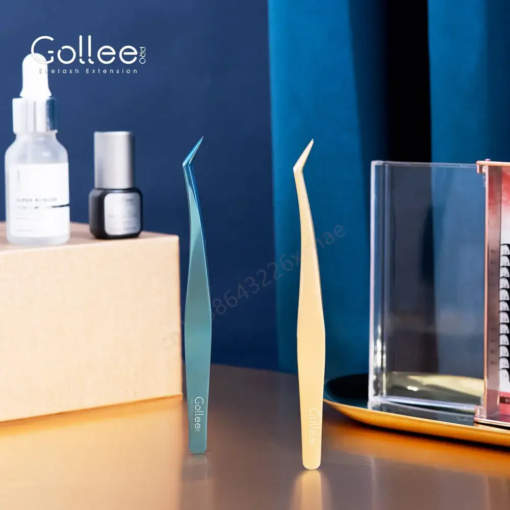 Gollee High Precision Eyelash Tweezers Single Lash & Fanning DIY Lashes Corrosion And Cleaning Resistance Gollee Lash Tweezers 6