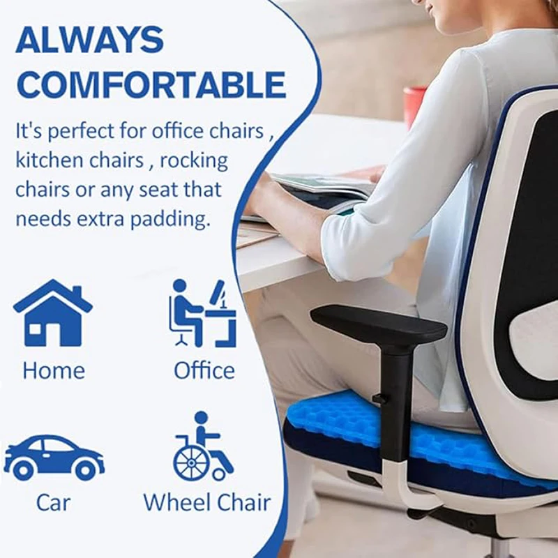 Breathable Summer Gel Seat Cushion Honeycomb Design Pressure Relief Back Tailbone Pain Suitable Home Office Wheelchair And Cars 6