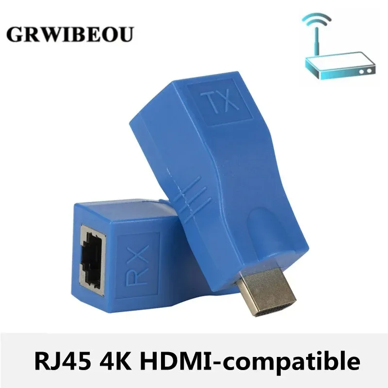 Grwibeou 1 Paio Rj45 4K Estensione Compatibile Hdmi Fino A 30M Su Cat5E Cat6 Rete Ethernet Lan Per Hdtv Hdpc Dvd Ps3