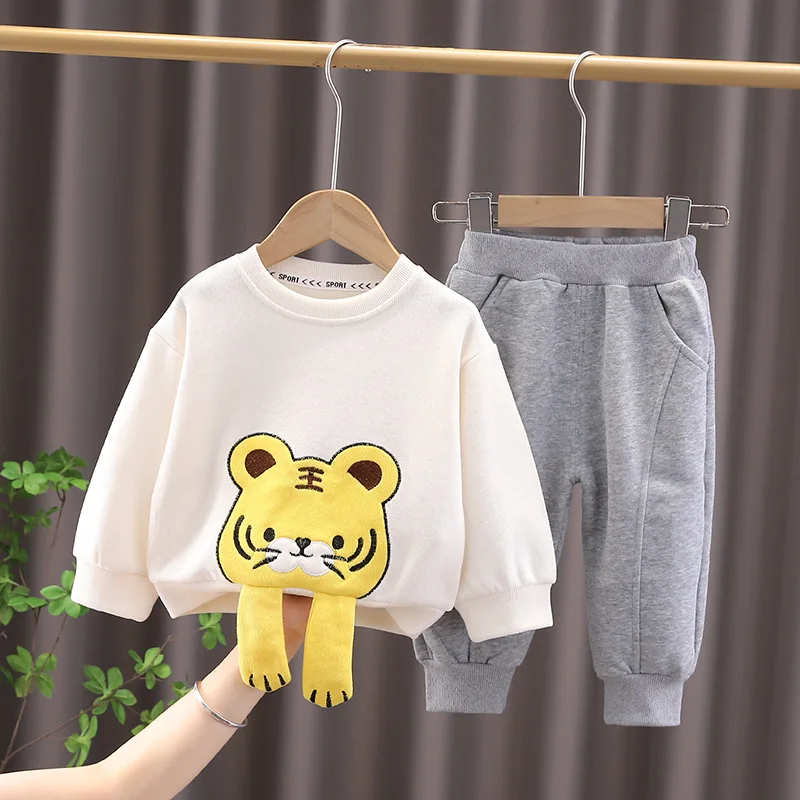

2022 Autumn winter Girls' Clothing Sets Kids Set Boys' Casual tiger Set Pullover sweater + trousers 2PCS Suit