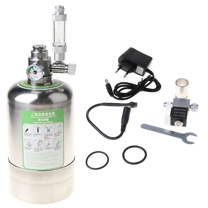 

Aquarium DIY CO2 Generator System Stainless Steel Bottle Tools Pressure Gauge