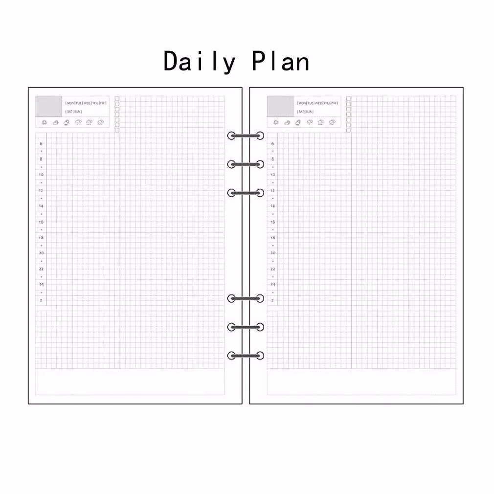 A7 Planner Refill, A7 Agenda Refill Daily Plan for Filofax,6 Hole/100gsm,  Time Table Notebook Insert Paper for 6 Rings Binder, 4.84 x 3.23'', Harphia