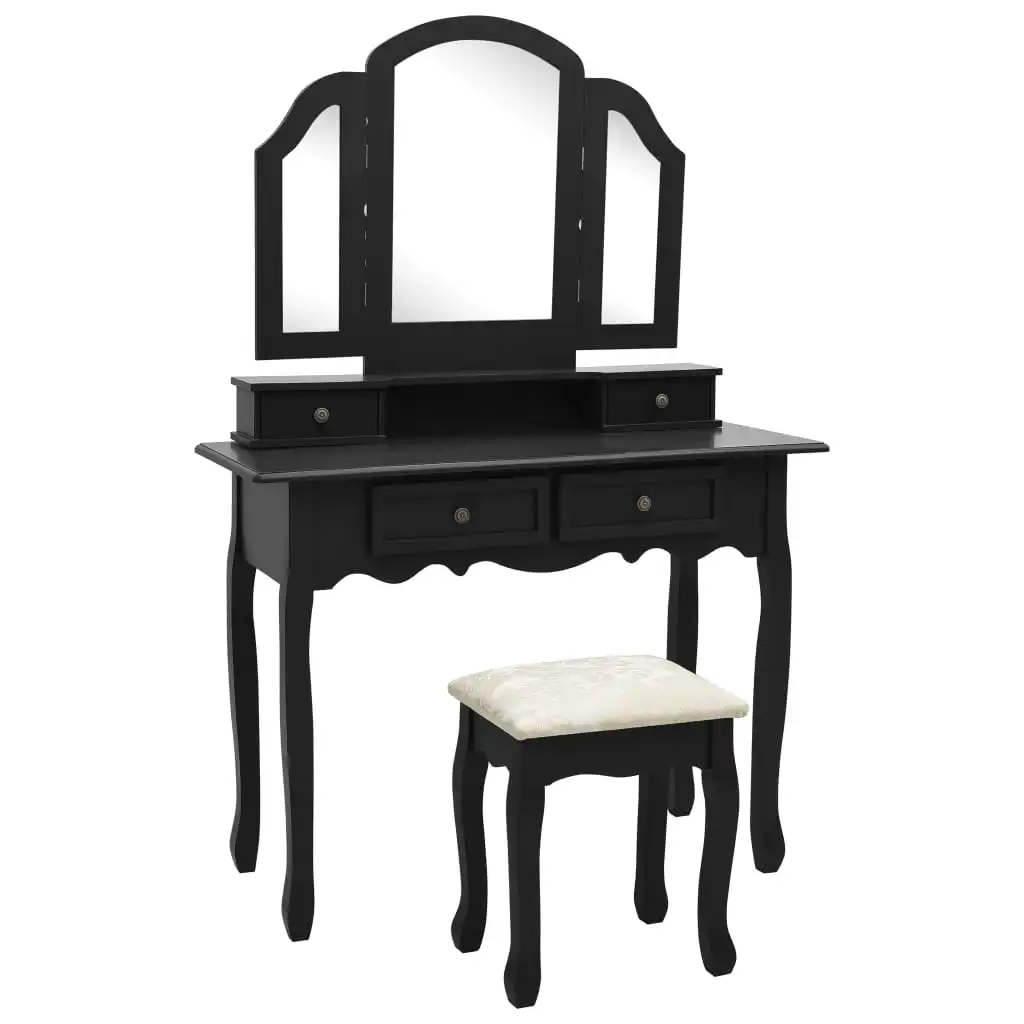 BlackDressingTableandstoolset100x40xcmPaulunniaModerndresser