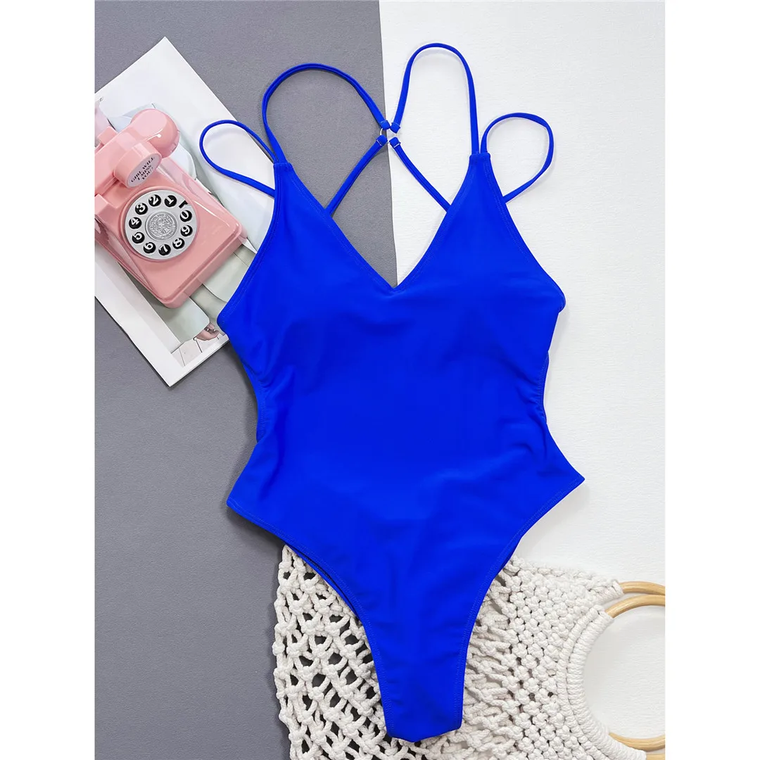 Sexy Leopard Print V-Neck Backless One-Piece Swimsuit