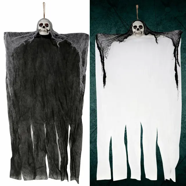 Halloween Hanging Ghost Decoration - Creepy Party Props for Horror Skull Ghost Grim Reaper Theme - 20x40 inches - Image 5