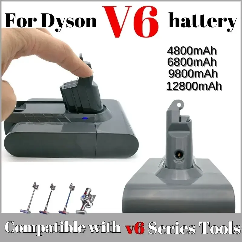 for Dyson V6 Battery 21.6V 12800mAh for Dyson V6 Vacuum Cleaner DC58 DC59 DC62 650 770 880 SV03 SV04 SV05 SV06 SV07 SV09 vacuum cleaner battery