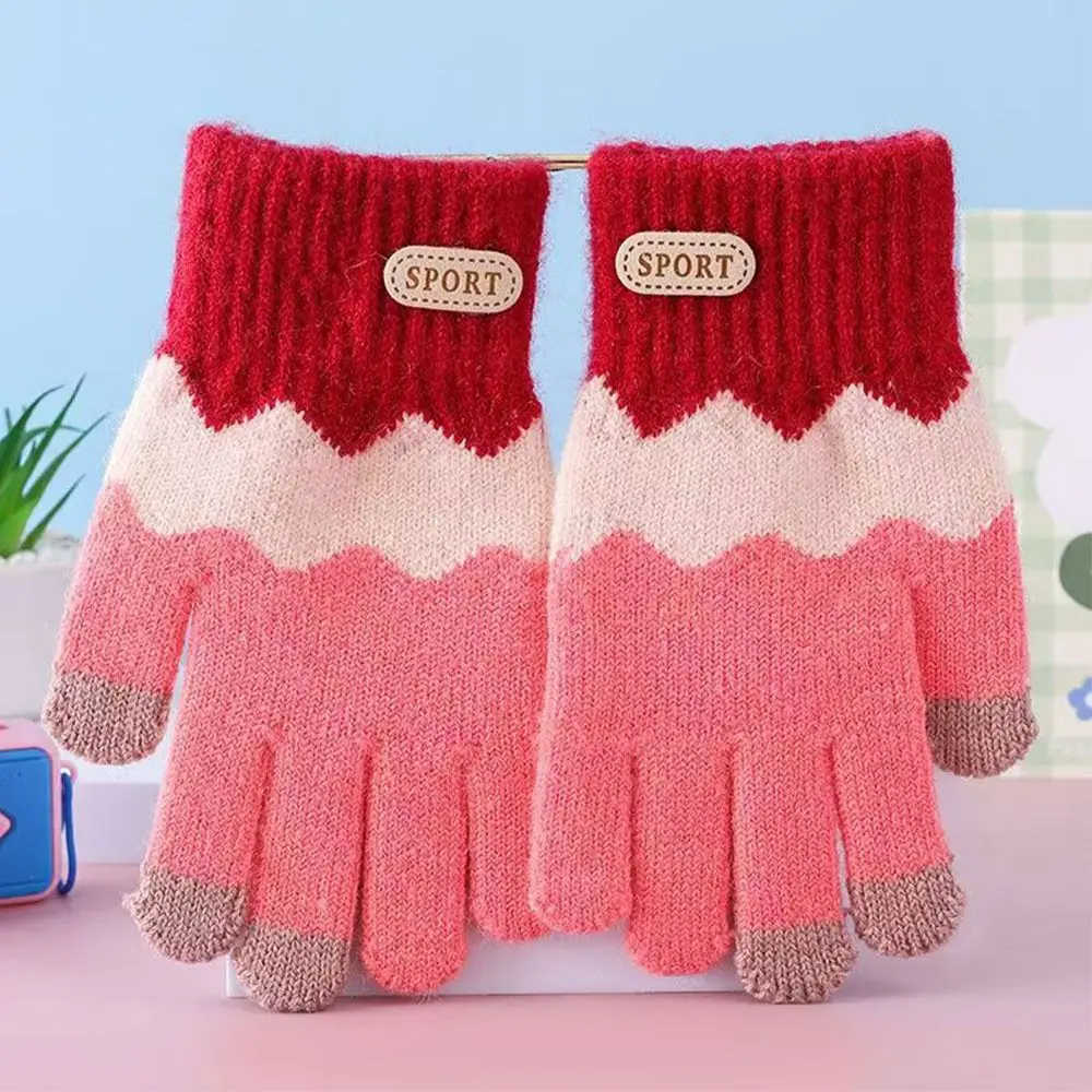 Knitted Winter Gloves for Kids Coldproof Full Finger