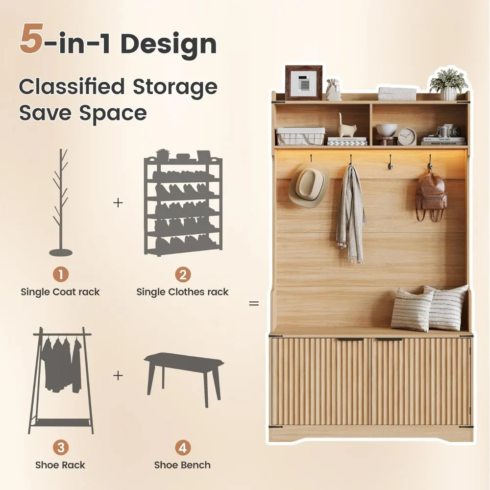 5-in-1 Hall Tree with Bench 4