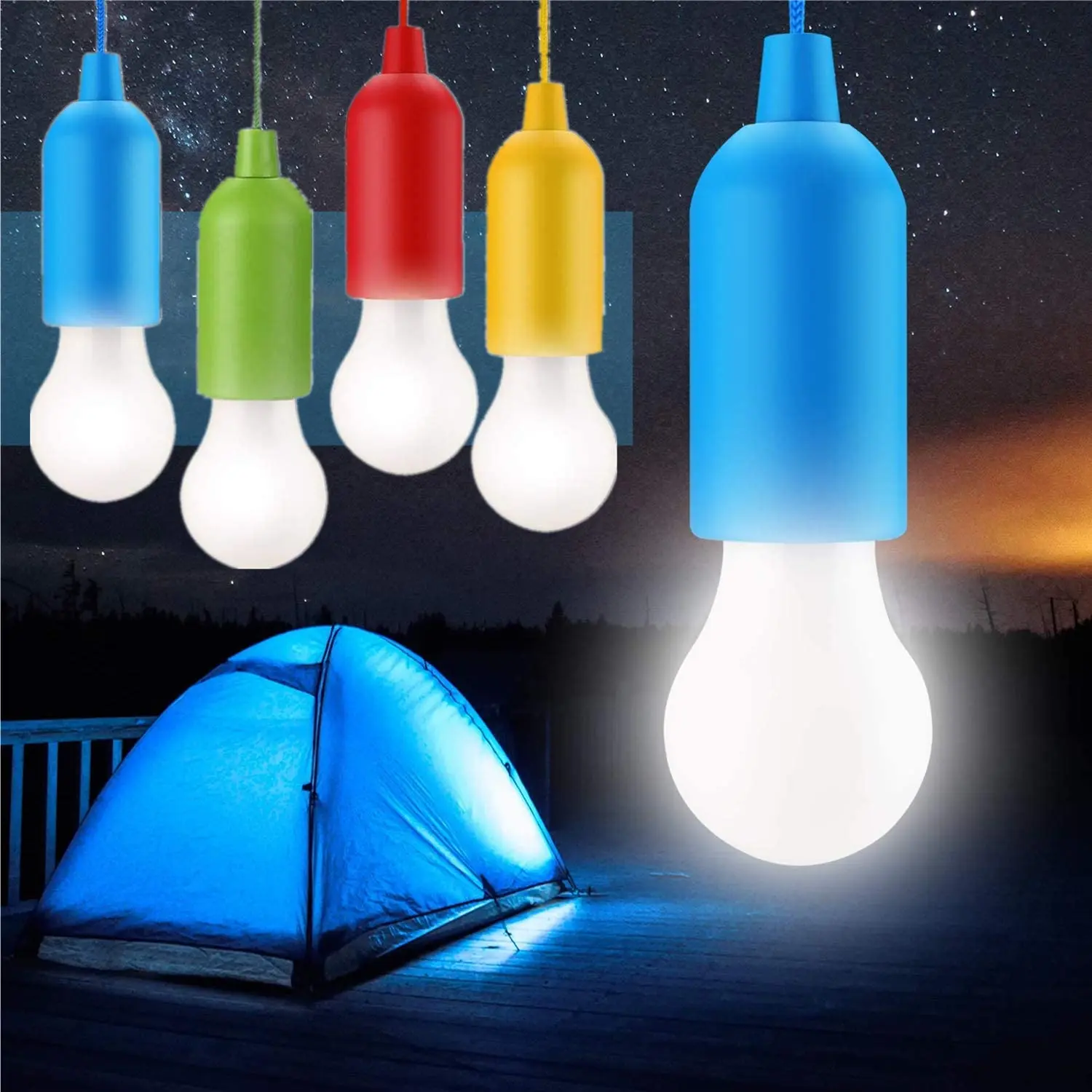 Bombillas LED para tienda de campaña al aire libre, colgante impermeable, luces de nocturnas con cordón para y - AliExpress
