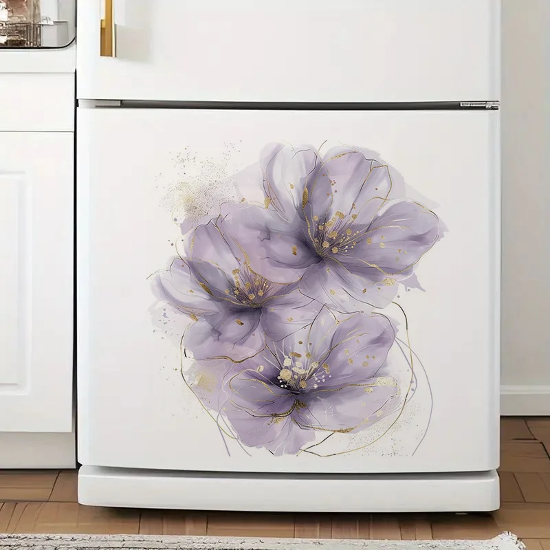 Abstract Purple Flowers Wall Stickers, Toilet Seat Stickers, Bedroom Entrance Living Room Porch Home Decoration Wall Stickers