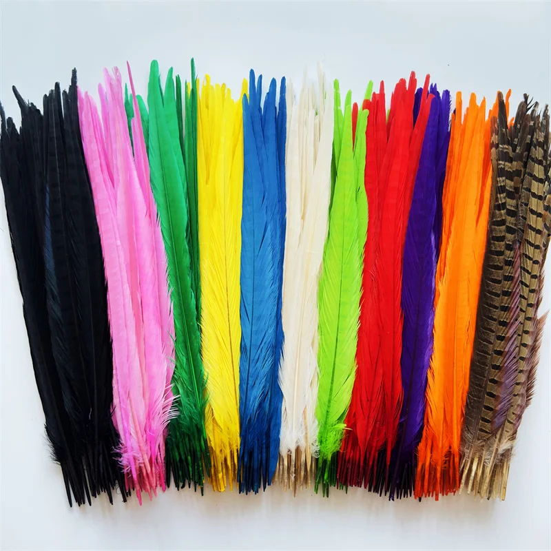 

100PCS Ringneck Pheasant Tail Feathers Long 40-45CM DIY Cosplay Carnival Party Decoration Clothes Stage Accessory Crafts Plume