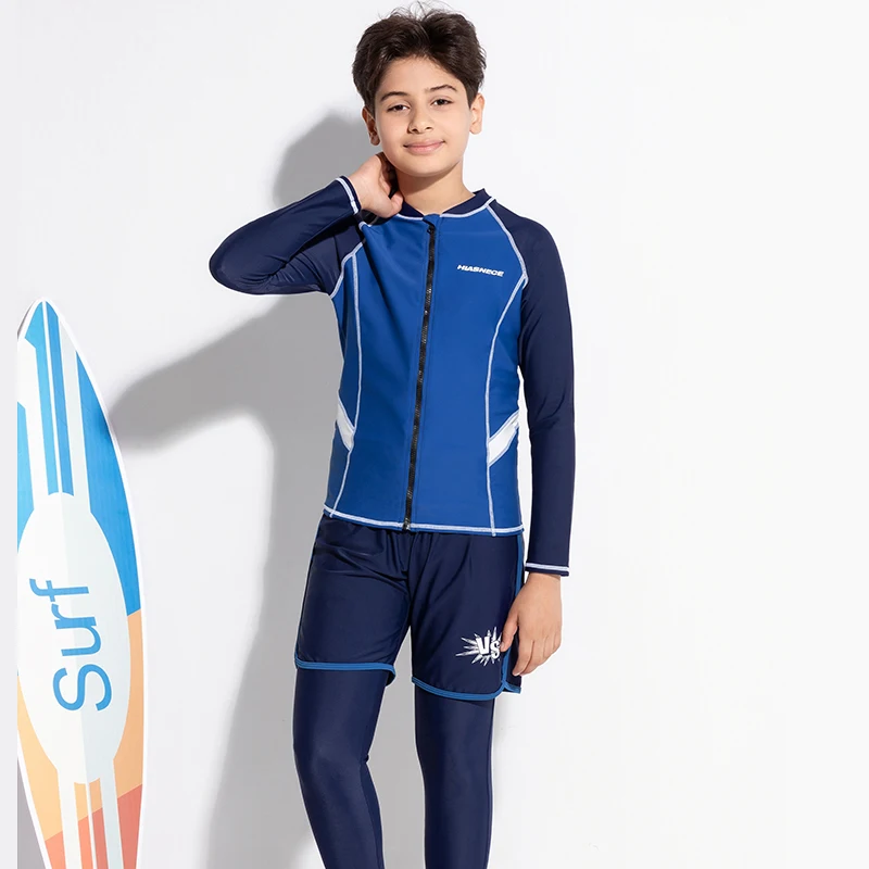 

Children Rash guard Sunscreen Long Sleeve Swimsuit 3 Piece Set Surfing Diving Breathable Quick Dry Teenager Boy Bathing Suit