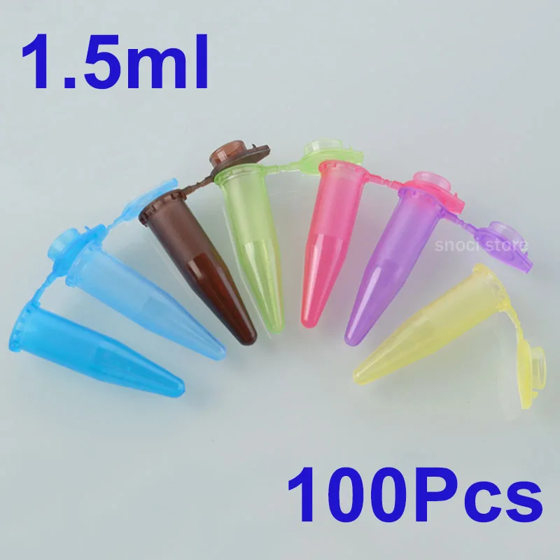 1.5ml Lab PP Plastic Test Tube Centrifuge Tube Vial with Cap Skirted For laboratory Experiment Supplies 100Pcs