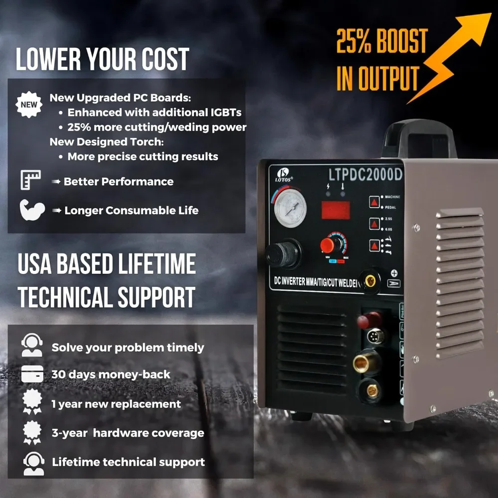 Non-Touch Pilot Arc Plasma Cutter Tig Welder and Stick Welder 3 in 1 Combo Welding Machine, 5/8 Inch Clean Cut,Brown