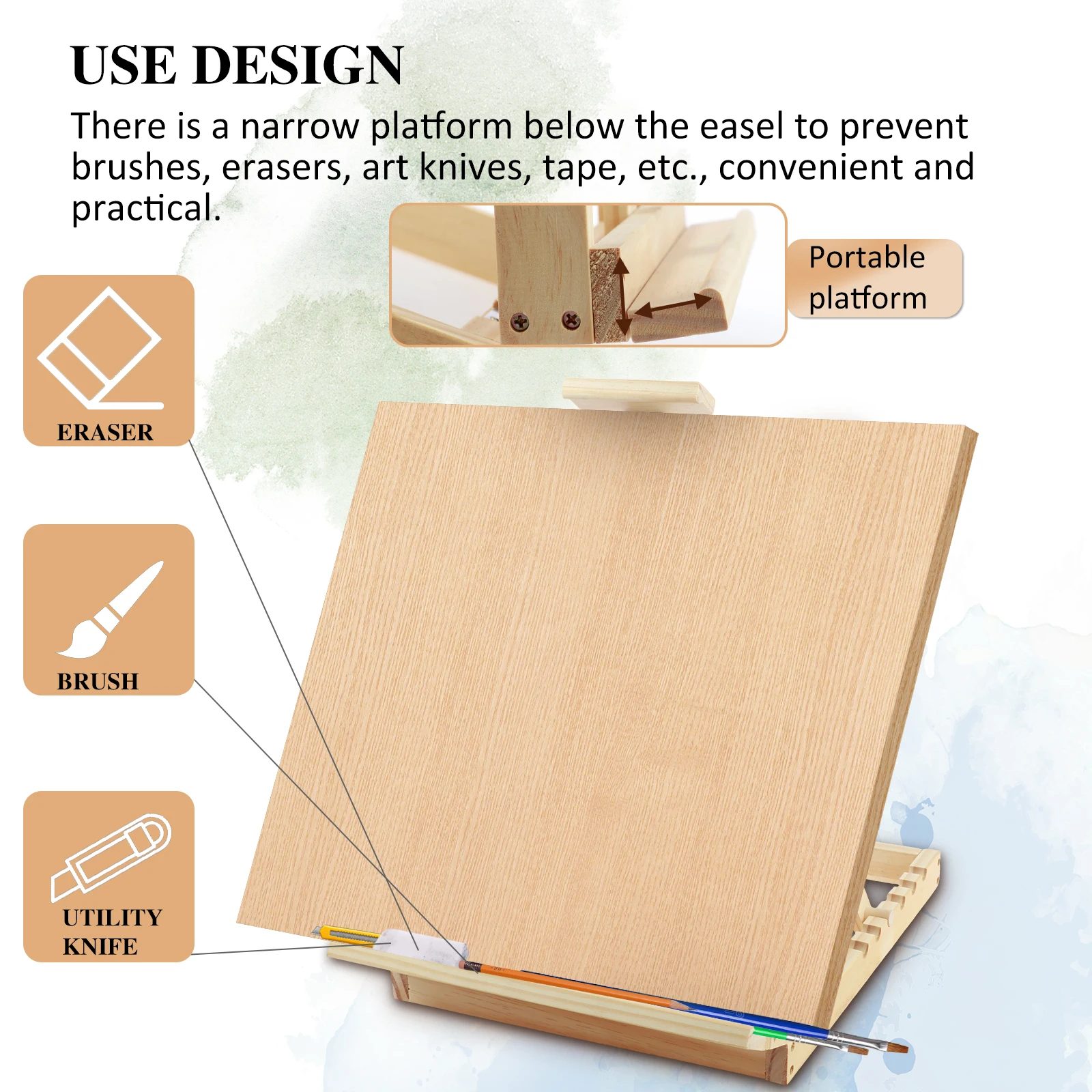 Tabletop Easel 18 Inches H-Frame Wood Easel Adjustable Easel Stand for Painting Multipurpose Desktop Easel for Students