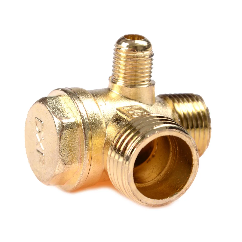 

90 Degree Air Compressor Check Valve 3 Port Brass Central Pneumatic Valves Thread Home Tools Diameter 21MM,16MM,10MM