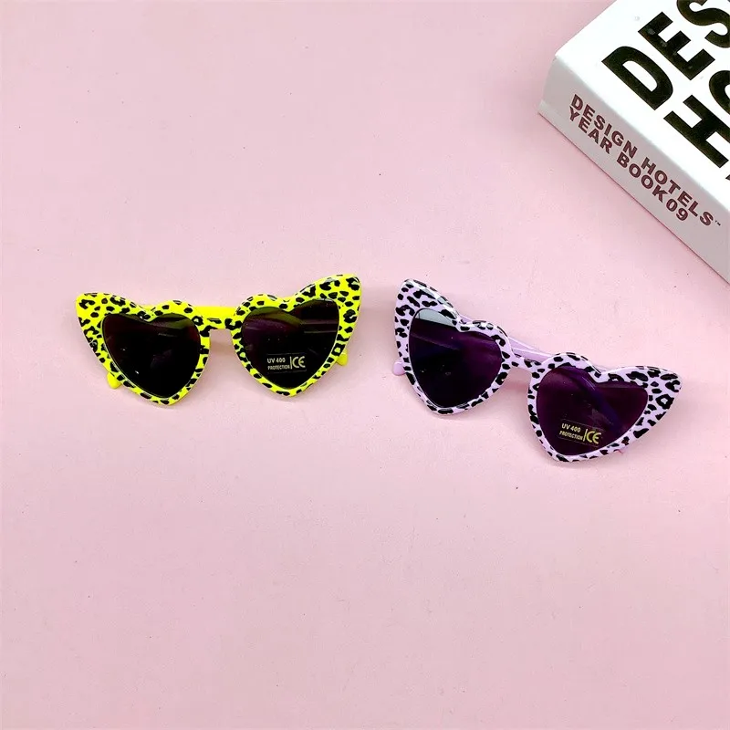 1 Pcs New Fashion Cute Heart Children'S Sunglasses Leopard Trendy Baby Sunshade Goggles Uv400 Protection Eyeglasses
