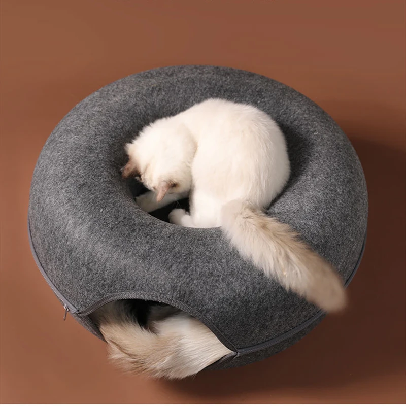 Cat Toys Felt Pet Cat House Cat Tunnel Bed Cats Interactive Funny Kitten Large Exercising Removable Villa