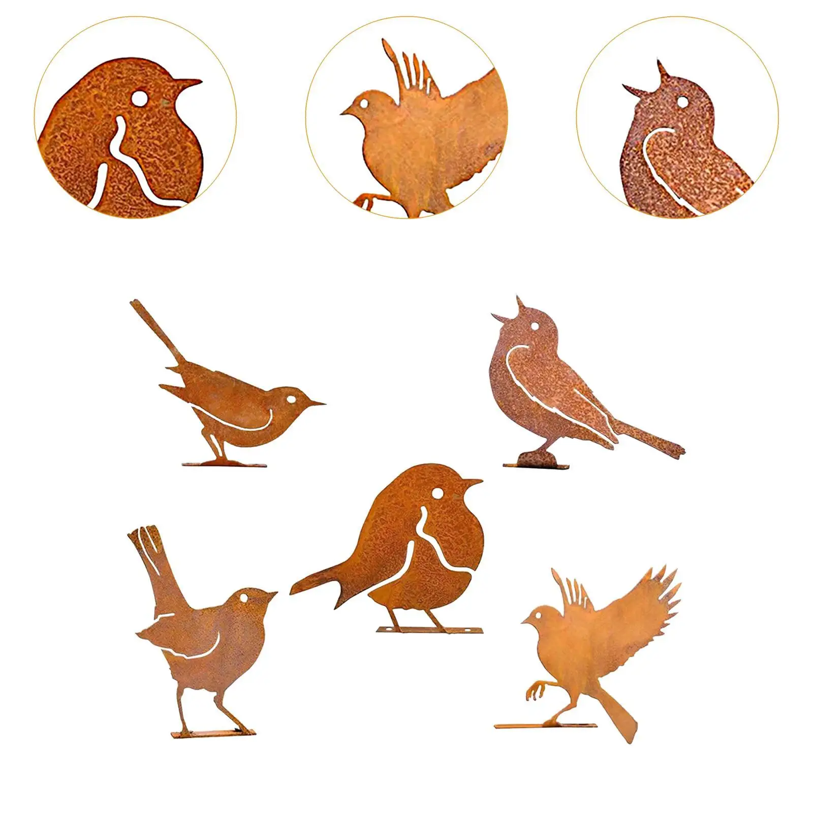 Iron Bird Decoration Bird Silhouette Ornaments Garden Gates 5 Pieces