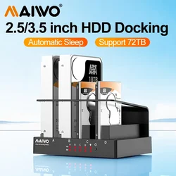 MAIWO 4 Bay Hard Drive Docking Station for 2.5/3.5 Inch HDD SSD SATA To USB 3.0 HDD Docking Station with 12V3A Power Adapter