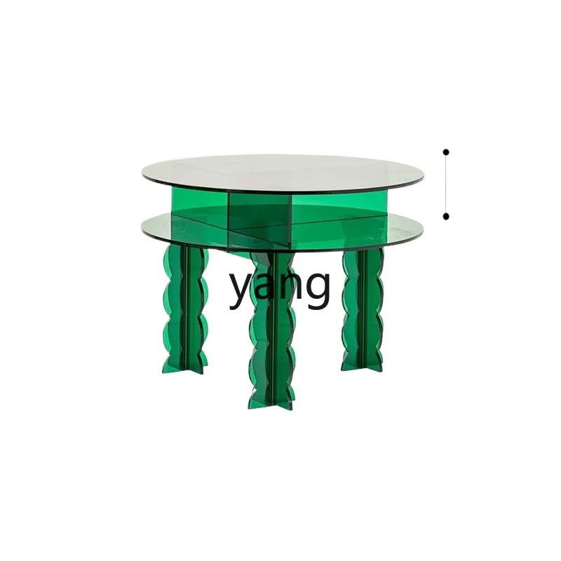 

Yjq Light Luxury Side Table Transparent Acrylic Creative Double Layer Corner Table Household Storage round