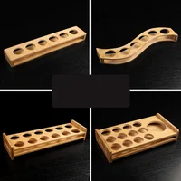 6 Holes Wooden Glass Holder Display Rack Bar Wine Drinks Cup Storage bamboo Carrier Flight Tasting Serving Tray Kitchen Tools 2