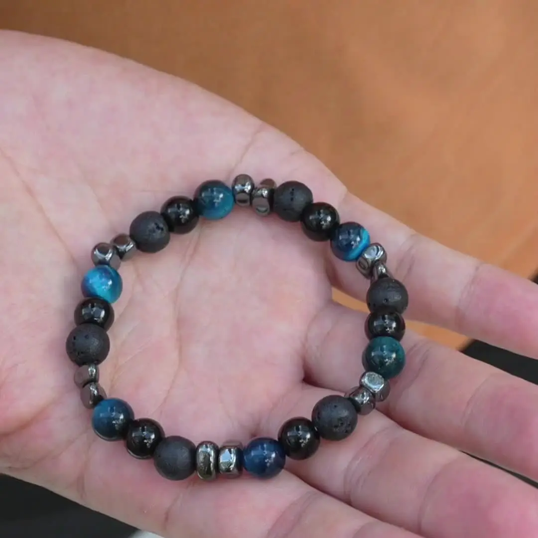 Bracciale Unisex Occhio Di Tigre Petrolio E Granine Portonovo