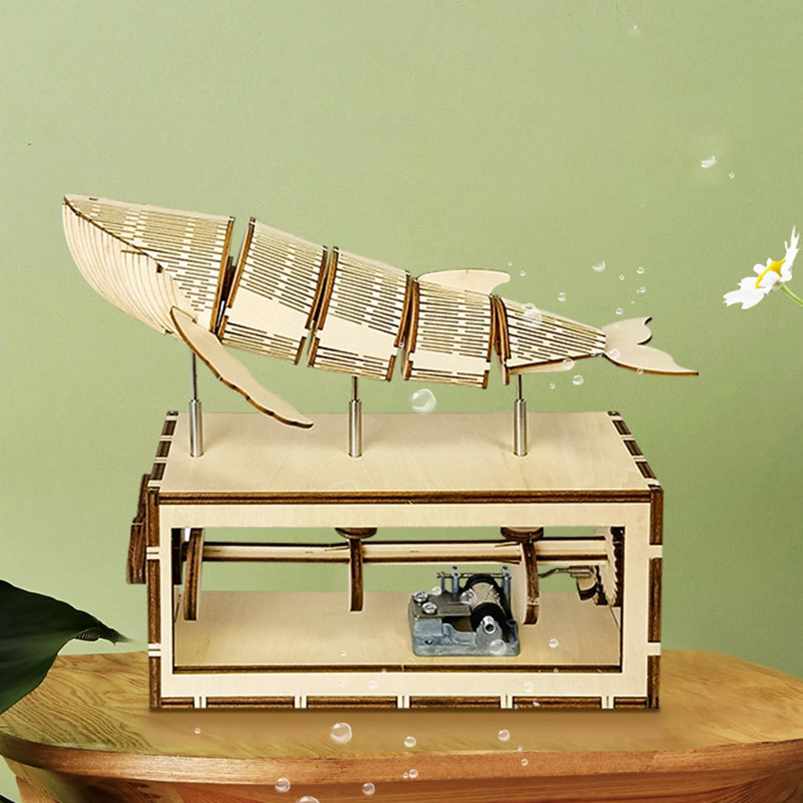 3D Wooden Puzzle Hand Crank Music Box Handmade Mechanical Music Boxes Movement Creative Crafts for Children Birthday