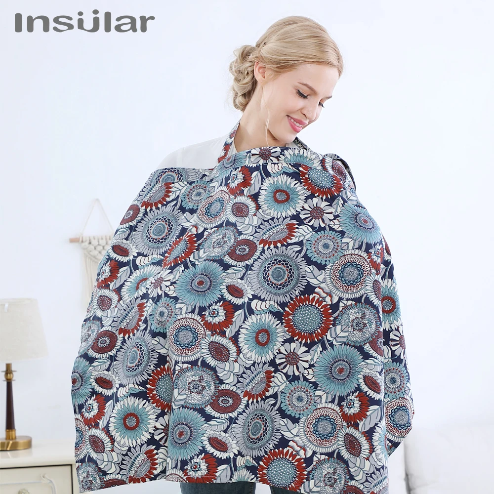 Insular Mother Outing Breastfeeding Towel Cotton Baby Feeding Nursing Covers Printed Anti-glare Nursing Cloth 100cm*70cm