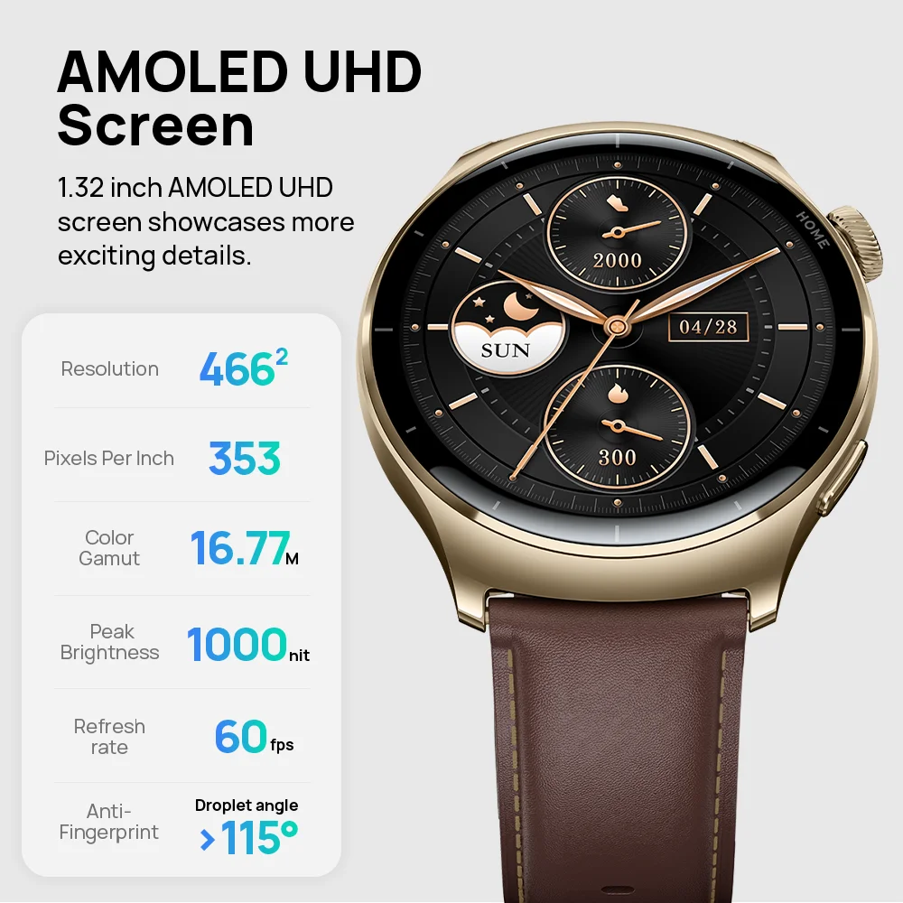 Mibro Watch Lite3 Pro 1.32Inch UHD AMOLED Screen GPS Positioning AOD Metal Body Waterproof 150 Sports Modes Men Women Smartwatch smart watch