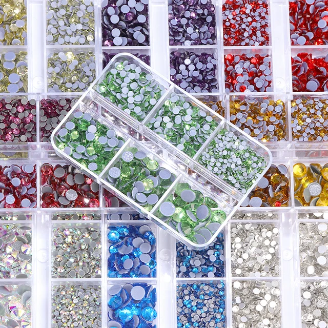 1540Pcs Mixed Sizes SS6-SS30 Glass Hotfix Rhinestones 6Grid Box Flat Back Glitter Crystal Strass Iron On Rhinestones for Clothes