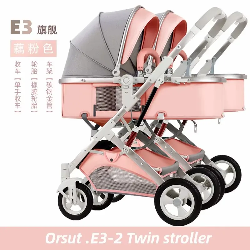 Sistema de viagem de carrinho duplo conversível 3 em 1 | Inclui assentos de carro infantis, assento reclinável e design dobrável