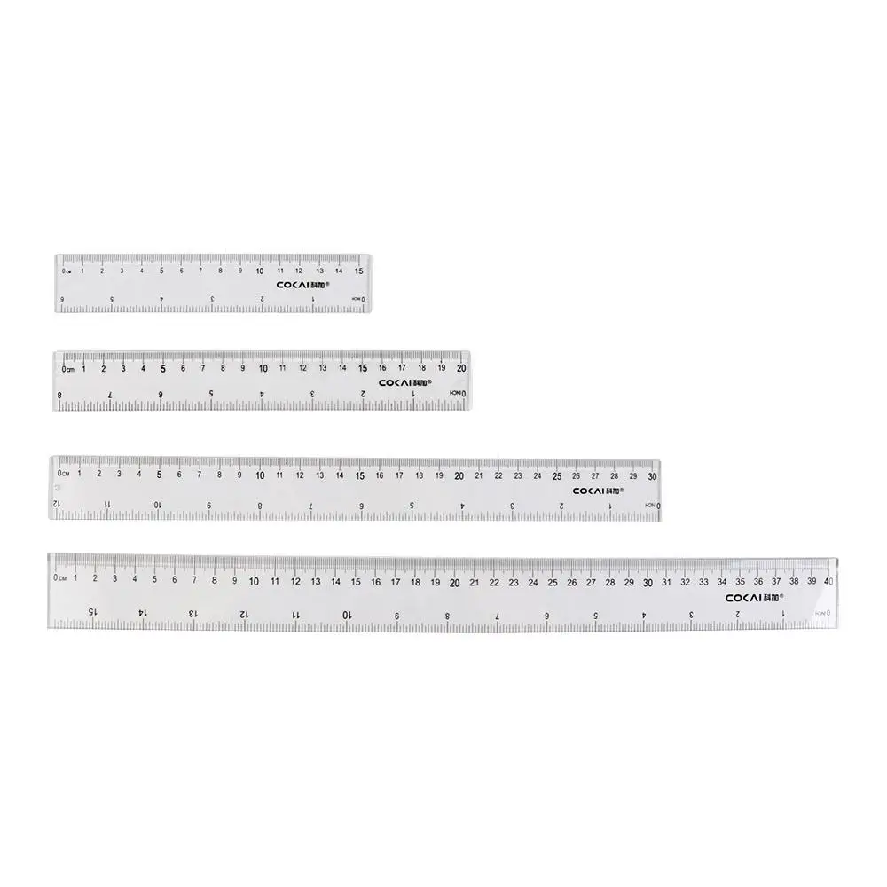 문구류 15cm 20cm 30cm 40cm 직선자 플라스틱 다기능 측정자 투명 드로잉 자 사무용