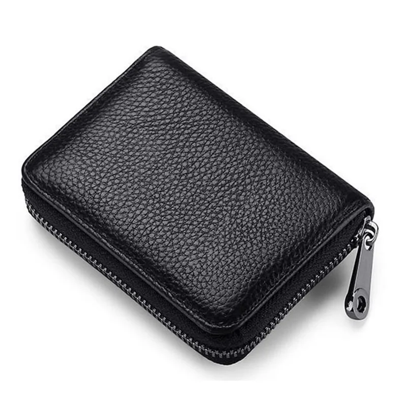 Cowhide Organ Card Case RFID Anti-theft Lady Card Holder Purse Men Card Case Multifunctional Zipper Small Short Wallet 6